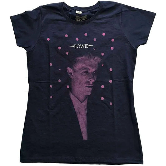 David Bowie Ladies T-Shirt: Dots (Navy Blue)